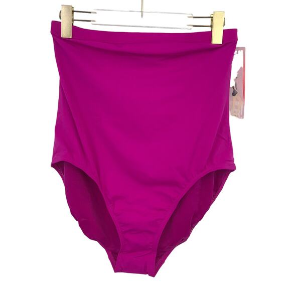 Spanx High Rise Bikini Swim Brief Bottom 14 Slimming Bathing Suit Berry Pink NWT - Picture 1 of 6